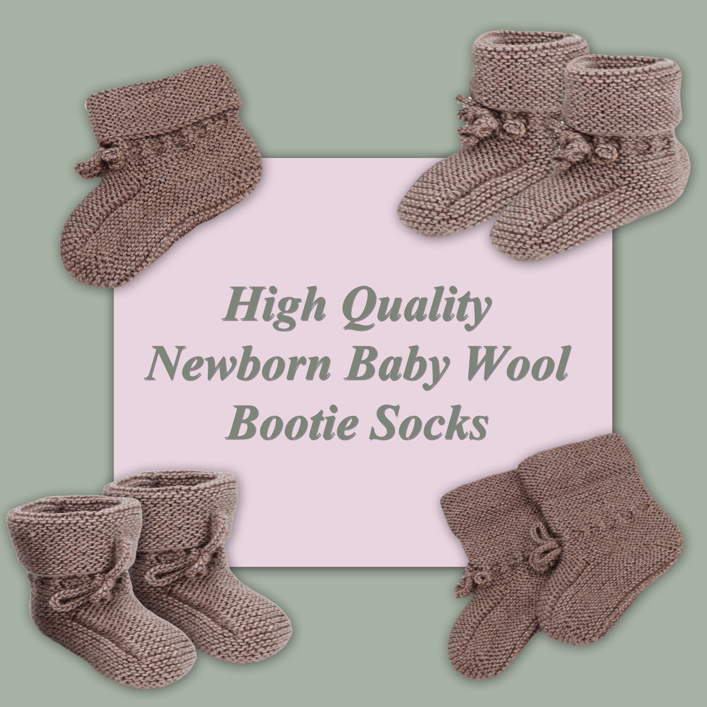 Hand Knitted Baby Wool Bootie Socks for Newborn