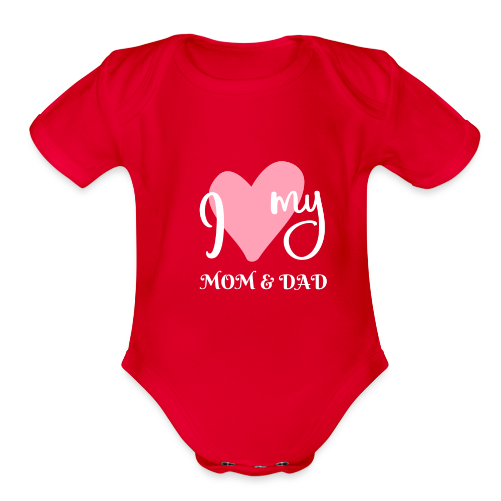 I Love My Mom and Dad' Baby Onesie - red