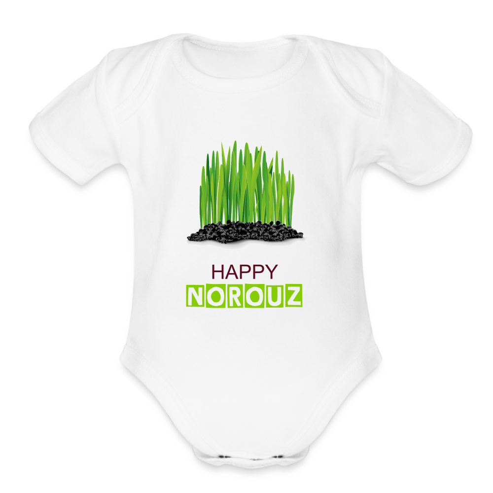 Happy Norouz with sprouts Baby Bodysuit - white