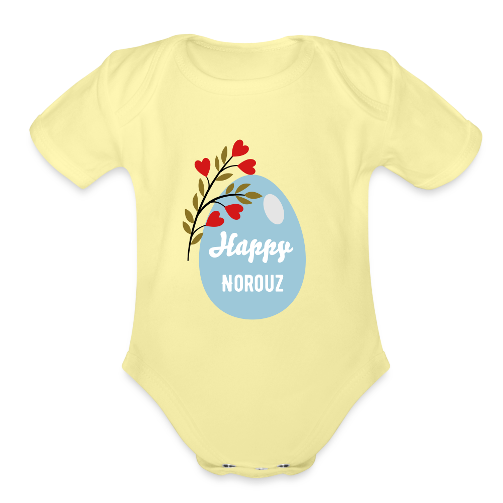 Norouz Baby Bodysuit with Persian eggs - washed yellow